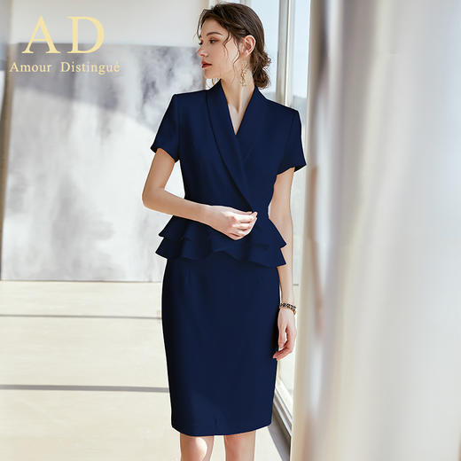 AD夏季高端OL售楼美容院工作服职业装西装套装女时尚气质名媛正装 商品图2