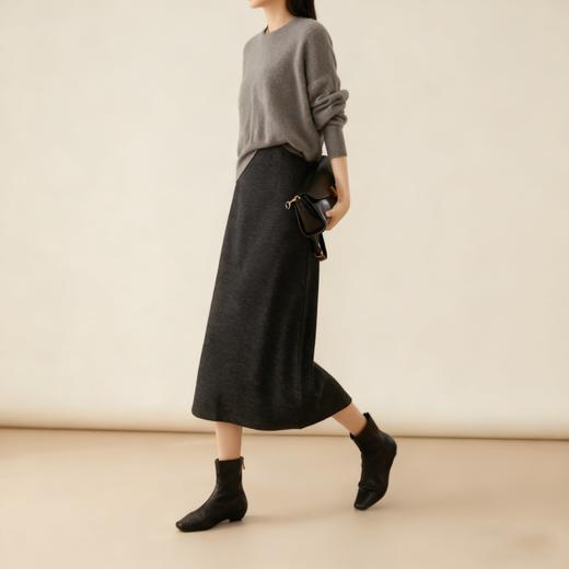 口碑爆款丨通勤百搭裙 法式慵懒 质感满满【赫本风醋酸羊毛半身裙】柔软亲肤 百搭显贵 遮肉藏胯 不挑身材秋冬新款直筒气质羊毛醋酸后开叉半身裙 商品图0