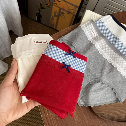 英伦复古格纹撞色宽边腰头女式内裤-纪念日百货门店同款166793231 商品图3