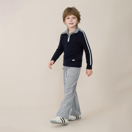 mettekids儿童100%羊绒衫2025秋冬男童高领翻领套头毛衣加厚针织 商品图4