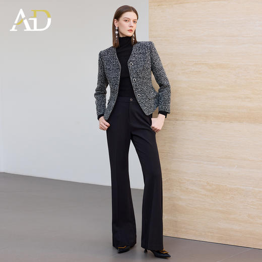 AD通勤套装女秋冬高级感气质粗花呢外套阔腿裤两件套显高显瘦西裤 商品图3