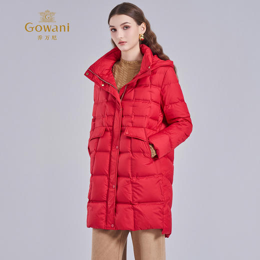 乔万尼冬新品宽松H型连帽白鸭绒保暖中长款羽绒服EM4T663 商品图2