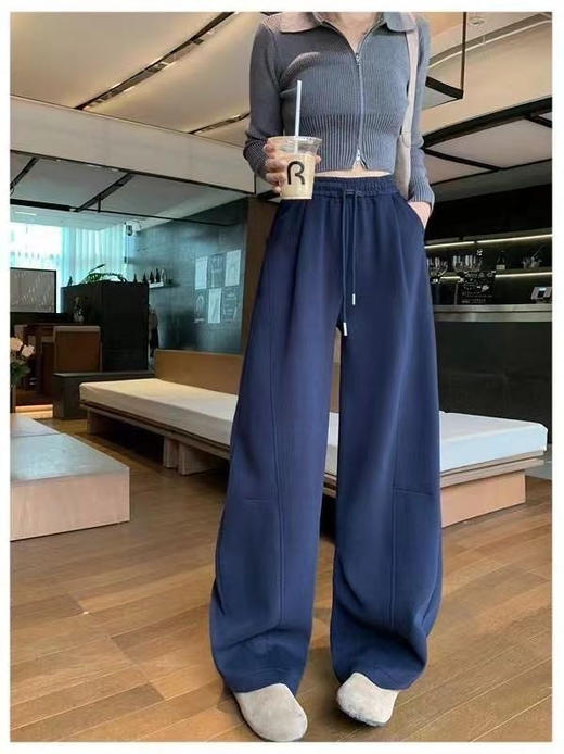 专治胯宽 腿粗腿不直【 OSMIC ARMIN 五色加绒黑标弯刀裤】显瘦休闲裤神仙裤子松紧高腰显腿直深灰色拼接镰刀阔腿裤女秋季高腰显瘦美式卫裤休闲直筒香蕉运动裤 商品图3