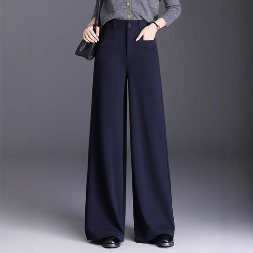 QYM  NX2608毛呢西装阔腿裤高腰宽松直筒休闲裤大码裤 商品图3