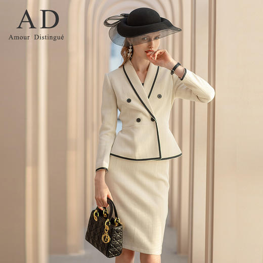 AD高端名媛职业套装女小香风套裙职业装气质女神范毛呢西装工作服 商品图1