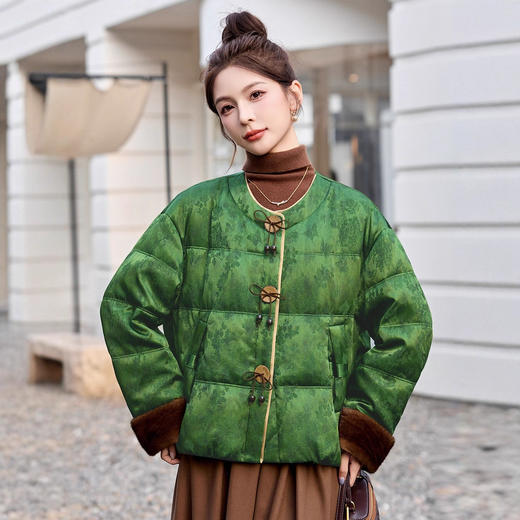 新中式国风羽绒服，气质独特漂亮短外套HR-MEIQIN5367 商品图1