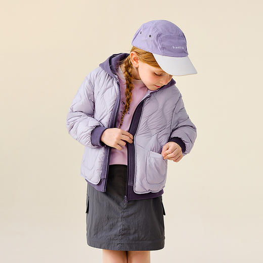 迷你巴拉男女童儿童连帽羽绒服假两件撞色轻薄外套2025冬新款 商品图2