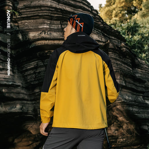 奥尼捷户外硬壳冲锋衣男女防风防水专业耐磨登山徒步运动夹克外套F5250 商品图3