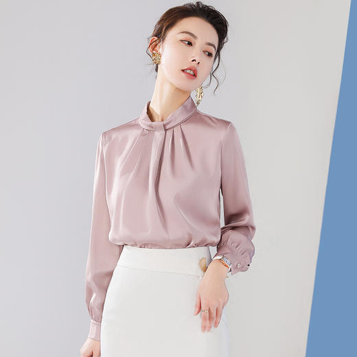 2024新款时尚长袖衬衣女欧货衬衫设计感气质通勤OL女人味上衣职场 商品图0