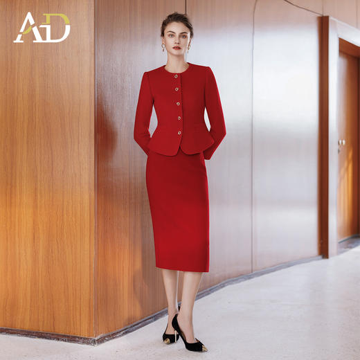 AD2025年秋冬新中式红色套装羊毛呢子外套敬酒服回门服两件套女 商品图3
