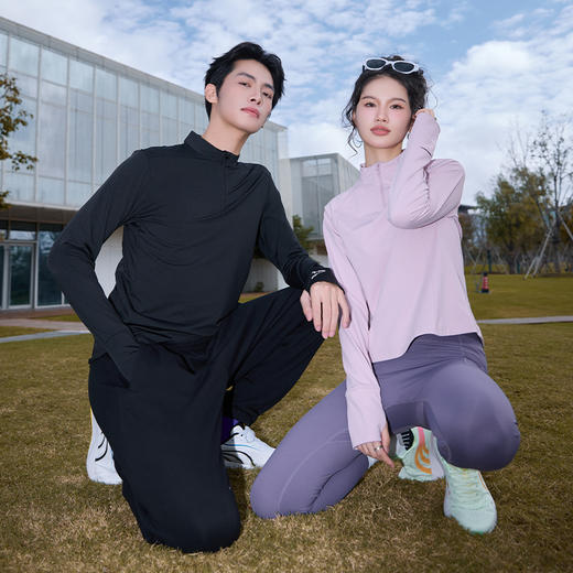 多威圆领衫女新款半开襟长袖上衣速干舒适运动装2352105 商品图4