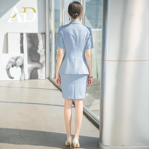 AD高端制服套裙女莫兰迪蓝色职业装气质女神范套装收腰正装工作服 商品图4