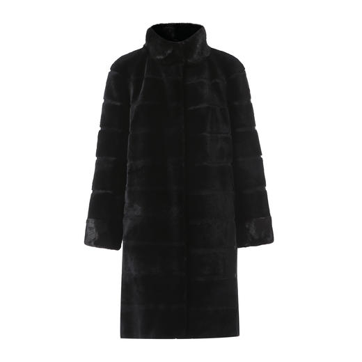 EITIE爱特爱黑色立领保暖中长款水貂毛皮草外套大衣2025冬季新款D2593909X 商品图5