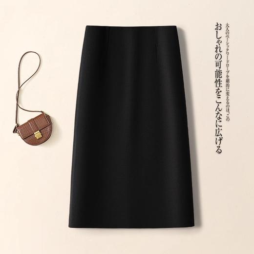 法式慵懒 质感满满 柔软亲肤 百搭显贵 遮肉藏胯 不挑身材黑色a字半身裙女秋冬中长款毛呢新款韩版直筒裙气质百搭包臀裙子 商品图1