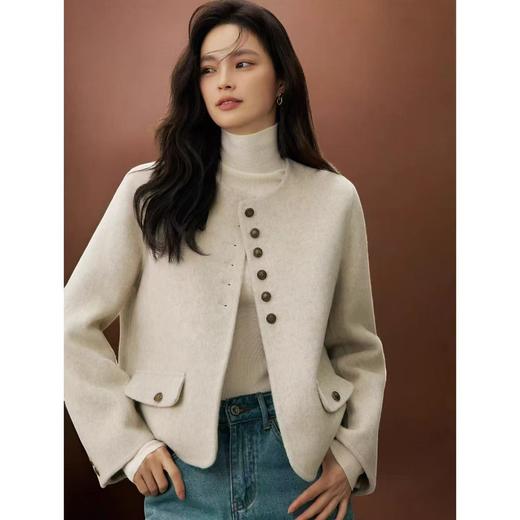 【单排扣小香风毛呢外套】双面羊毛呢外套 面料柔软细腻 商品图0