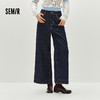 森马牛仔裤女冬花边宽松长裤加绒2025新款甜酷百搭个性显瘦阔腿裤 商品缩略图1