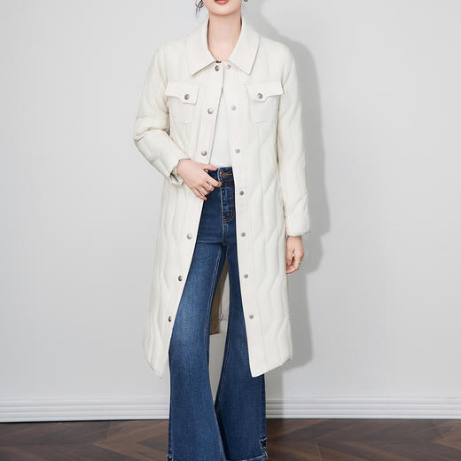 「高货wl」全新升级【铂金会员735/天猫999/差价264】(03349)洛诗琳轻奢90白鹅绒羽绒服2025冬季显瘦过膝长款保暖外套 商品图1