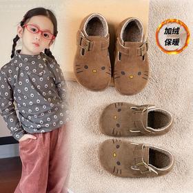 九峰鸟女童勃肯鞋儿童加绒二棉鞋秋冬季新款保暖KT猫卡通洋气宝宝鞋21-34