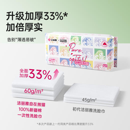 洁丽雅自在熊猫联名系列一次性洗脸巾家用旅行抽取式女吸水日抛 商品图3