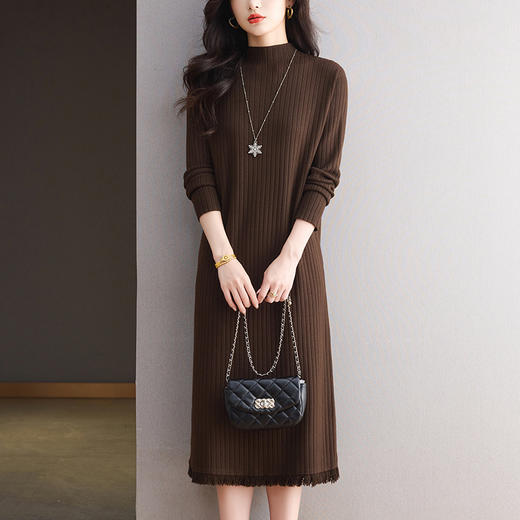 CC流苏高级感连衣裙冬季配大衣的裙子气质长款显瘦漂亮毛衣裙好看厚 商品图3