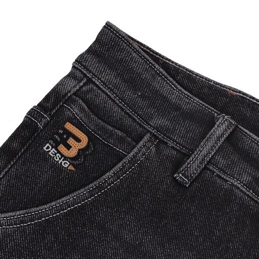 半身缘男裤 冬季后袋绣花柔软保暖合体版牛仔裤254101U10130096 商品图2