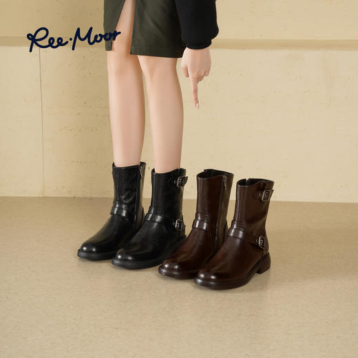 REEMOOR睿慕丨2025年秋冬英伦风帅气皮带扣短靴 商品图6
