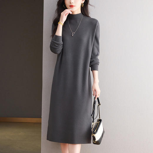 CC半高领针织连衣裙秋冬气质轻奢长款毛衣裙配大衣高级感打底裙内搭 商品图2