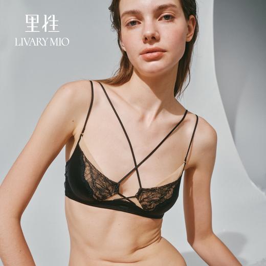 里性 LIVARY MIO 猫眼 真丝蕾丝双罩杯文胸交叉细肩带法式内衣 商品图0