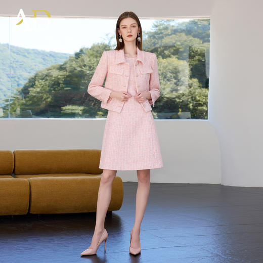 AD小香风优雅一整套套装法式优雅短外套富家千金两件套裙连衣裙 商品图0