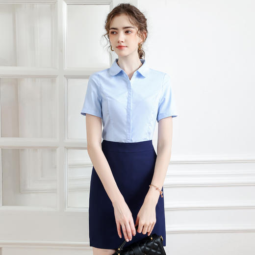 夏季短袖衬衫套装女工装正装衬衣套裙售楼部销售工作服定制绣logo 商品图1