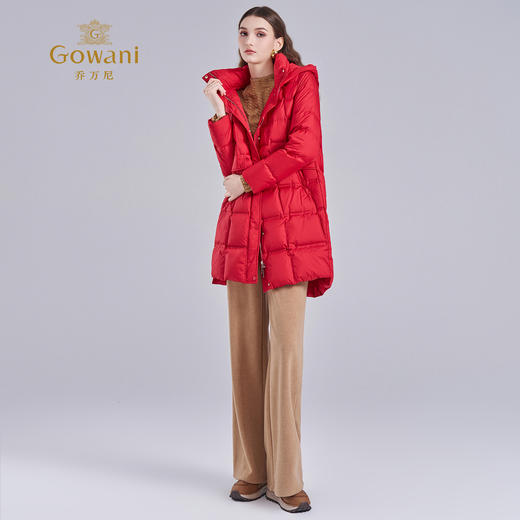 乔万尼冬新品宽松H型连帽白鸭绒保暖中长款羽绒服EM4T663 商品图3