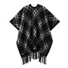 奢姿大码女装2025冬季格纹流苏羊毛披肩斗篷式外套复古英伦风围巾WJ91073 商品缩略图1