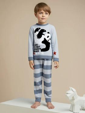 【半边绒国宝】SCHIESSER舒雅童装男童长袖长裤家居套装半边绒纤维柔软 舒适 温暖细腻  3B/25242H