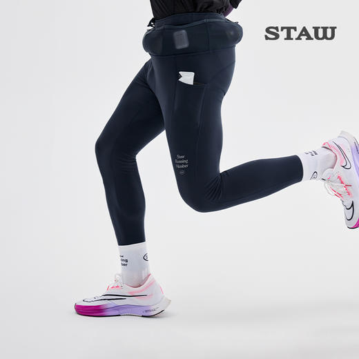 STAW世拓-5度狠稳腰包抓绒紧身长裤厚绒保暖跑步运动瑜伽加绒裤子 商品图1