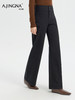 【复古薄绒】阿菁娜秋季新款薄绒牛仔裤高腰阔腿显瘦复古微弹超模腿羊毛混纺保暖F30D210021 商品缩略图0
