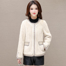 QYM CS24D128-Y皮毛一体仿水貂绒外套洋气宽松休闲厚款毛绒外套