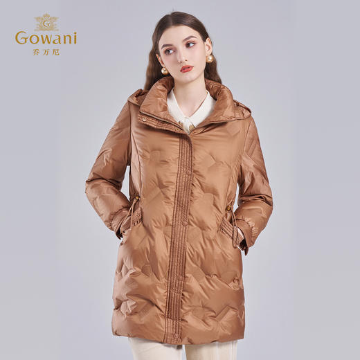 乔万尼新款压花收腰设计休闲连帽保暖高蓬羽绒服ET4T980 商品图2