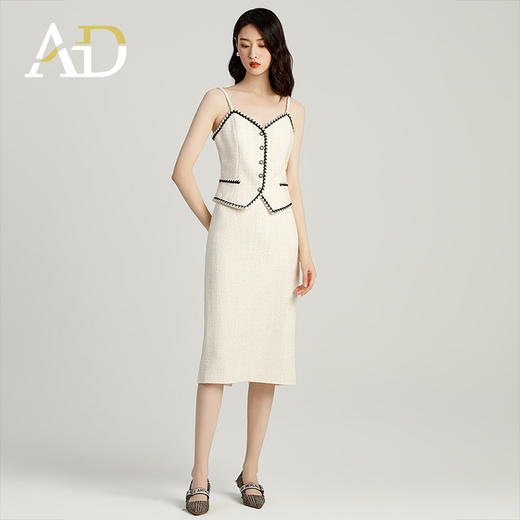 AD名媛范套装女小香风三件套职业装气质女神范法式短外套半身裙 商品图2