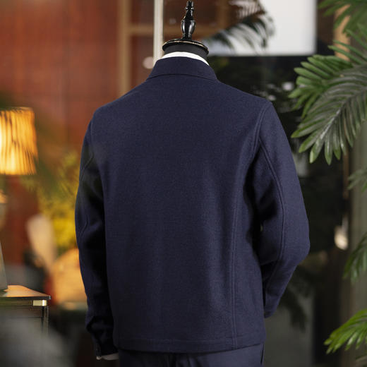 新款男士羊毛混纺海军蓝钓鱼夹克 商品图3