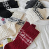 4双装！暖芙芙羊毛袜女袜 费尔岛圣诞复古雪花麋鹿元素 秋冬加厚保暖柔软羊毛中筒袜 商品缩略图8