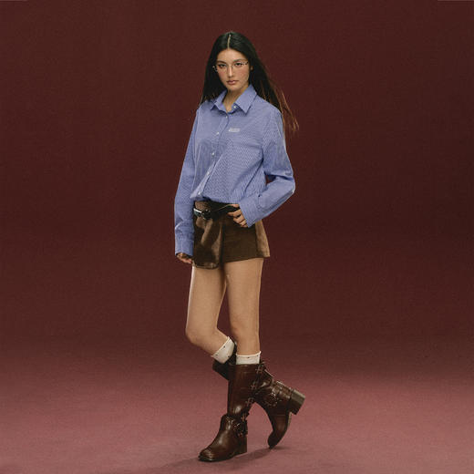 Ariseism 美式复古格子长袖衬衫女秋季新款外套 商品图3