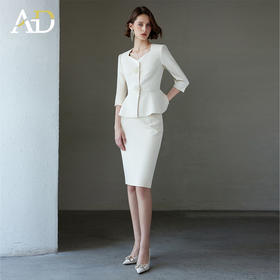 AD春夏2025新款西装套装女气质通勤白色七分袖职业装小香风两件套
