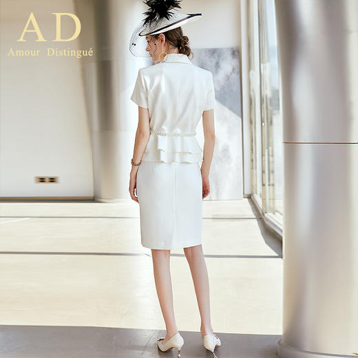AD高端职业装气质女神范时尚白色短袖西装套装夏季小香风名媛正装 商品图4