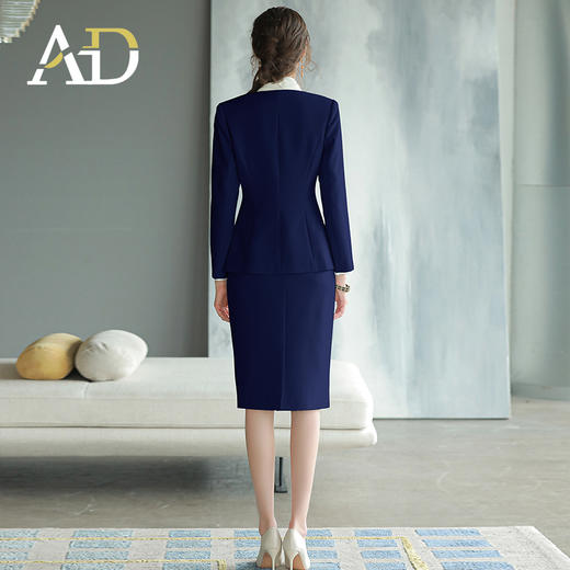 AD高端商务酒店接待工装女2022秋季新款藏青色西装套装职业工作服 商品图4