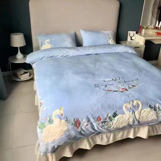 【高克重丽棉绒四件套（牛奶绒升级版） 】✅甄选高克重牛奶绒面料更软糯 进口重工刺绣工艺 寒冷的冬天想要睡的好 床上必定要有它。-RJYL 商品图9