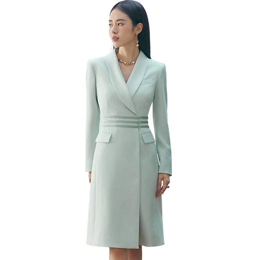 FUYAO扶摇 高端盘扣醋酸连衣裙女气质新中式国风西装裙设计师款 商品图4