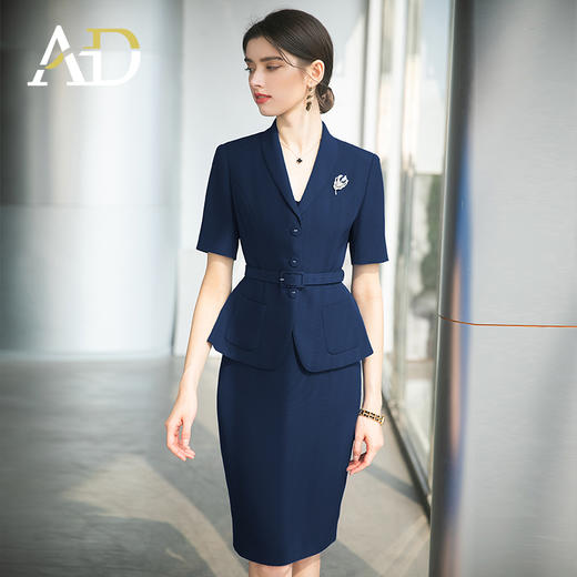 AD案场客服工作装女高端售楼部工装气质职业装套裙房地产销售服装 商品图2