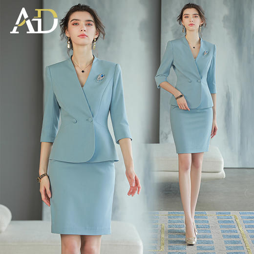 AD西装工作服女职业气质套装高端美容院前台工装商务接待工装套裙 商品图1
