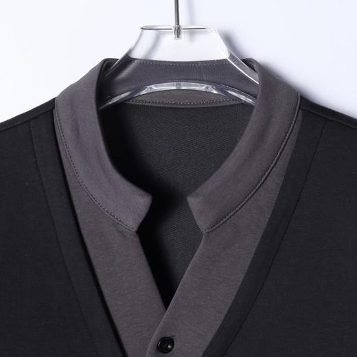 23166SDSA秋冬新款痞帅男装韩版拼接纽扣V领假两件卫衣百搭套头上衣潮 商品图2