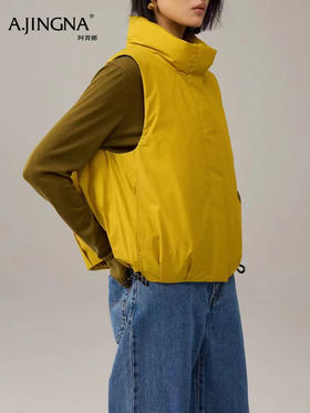 【龟背廓形】阿菁娜冬季新款立领羽绒马甲龟背感有型靓丽色系可翻立领防风保暖F30D203013